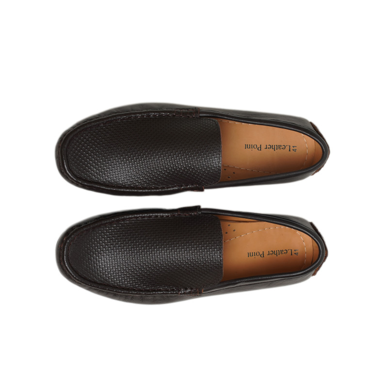 Embossed Print Leather Casual Loafer Shoes For Men